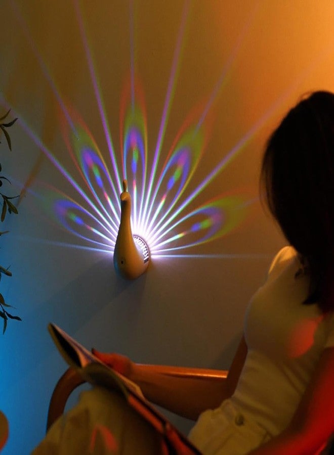 NYRWANA Peacock Wall Lamp LED Night Light | Multi Color Changing Ambient Projection Lamp with Remote Control | USB Rechargeable Decorative LED Mood Light for Bedroom, Living Room, Kids Room Home Décor - Image 5