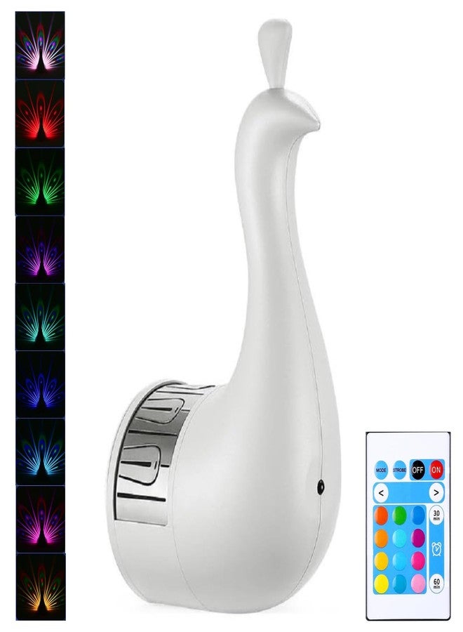NYRWANA Peacock Wall Lamp LED Night Light | Multi Color Changing Ambient Projection Lamp with Remote Control | USB Rechargeable Decorative LED Mood Light for Bedroom, Living Room, Kids Room Home Décor - Image 2
