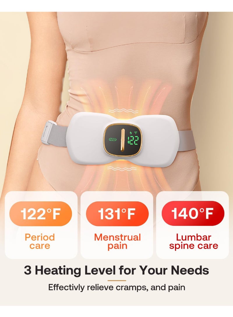 Rock Pow Heating Pads for Cramps, Physical Therapy FSA, Portable Cordless Menstrual Heating Pad, Period Pain Relief Heating Pad with 3 Heat Levels and 3 Massage Modes, Back or Belly Heating Pad, White  - Image 2