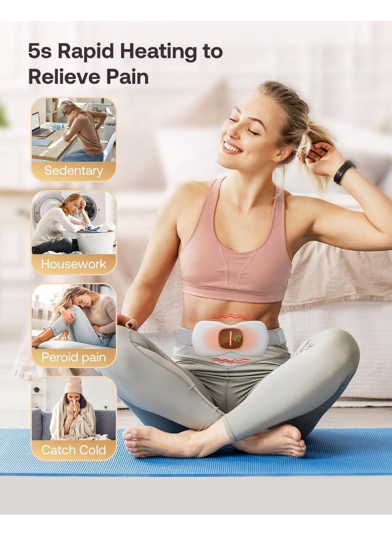 Rock Pow Heating Pads for Cramps, Physical Therapy FSA, Portable Cordless Menstrual Heating Pad, Period Pain Relief Heating Pad with 3 Heat Levels and 3 Massage Modes, Back or Belly Heating Pad, White  - Image 3