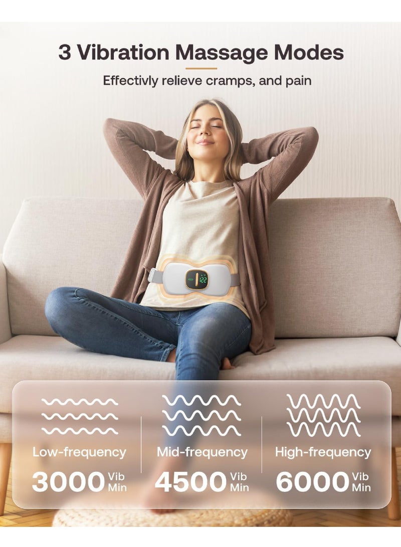 Rock Pow Heating Pads for Cramps, Physical Therapy FSA, Portable Cordless Menstrual Heating Pad, Period Pain Relief Heating Pad with 3 Heat Levels and 3 Massage Modes, Back or Belly Heating Pad, White  - Image 4
