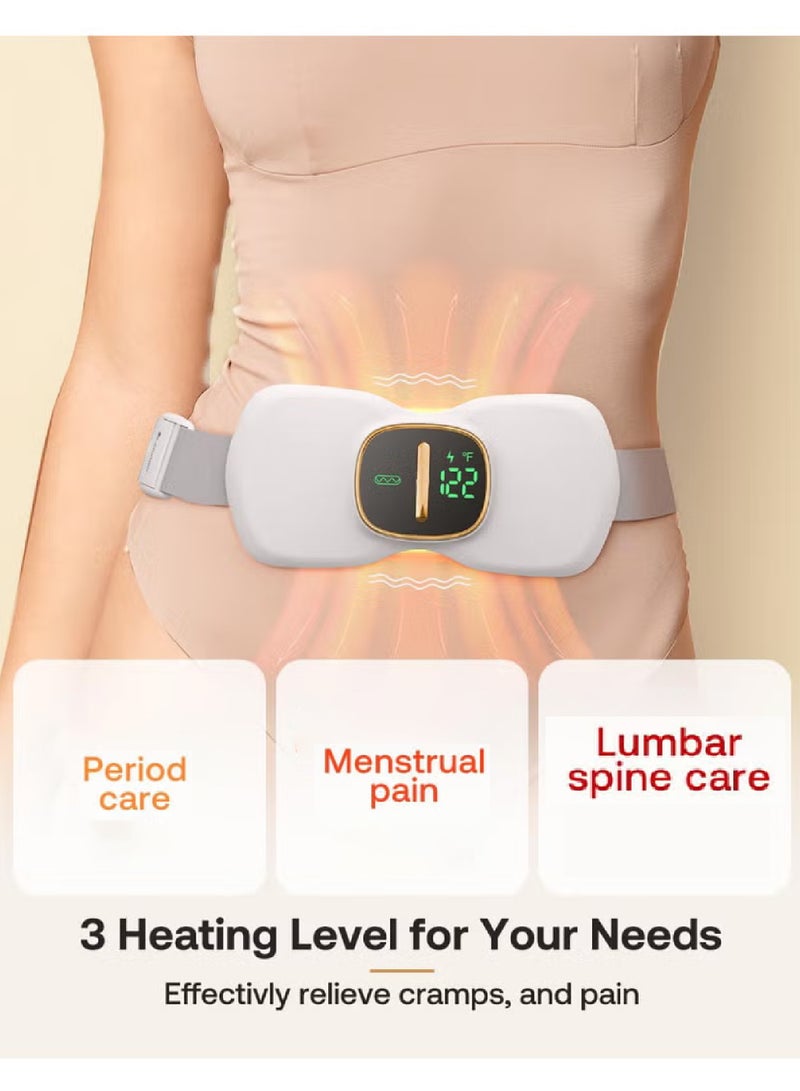 Rock Pow Heating Pads for Cramps, Physical Therapy FSA, Portable Cordless Menstrual Heating Pad, Period Pain Relief Heating Pad with 3 Heat Levels and 3 Massage Modes, Back or Belly Heating Pad, White - Image 2