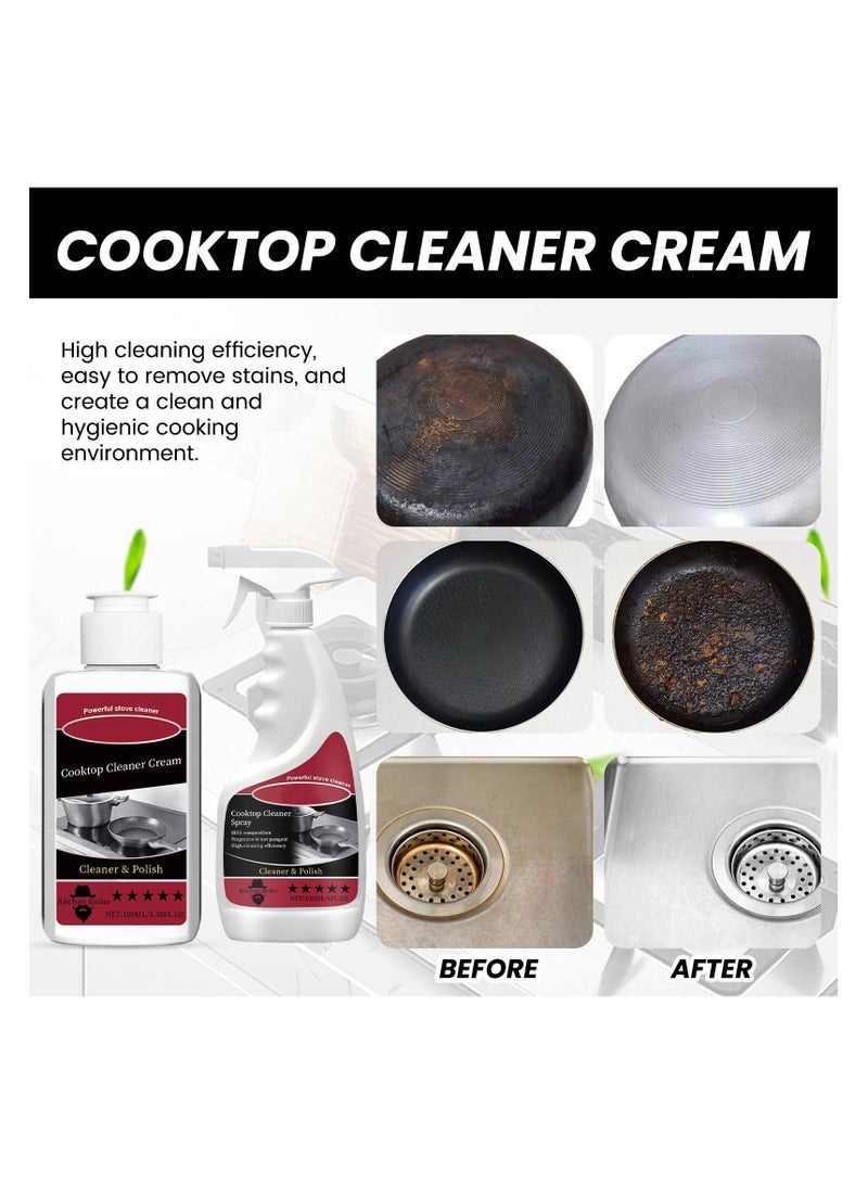 Zikra Cooktop Cleaner set, Ceramic and Glass, Stove Top Daily Cleaner Kit, Daily Spray Cooktop and Stove Top Cleaner, Glass Induction Cooktop Cleaning Bundle for Heavy Duty Mess Cleans Burnt-on Food - Image 4