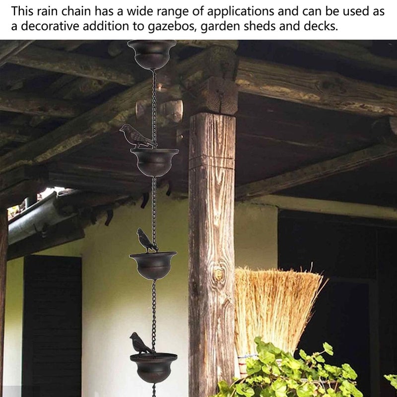 Antique Copper Rain Chain For Gutter Downspout Decorative Garden Water Catcher - Image 4