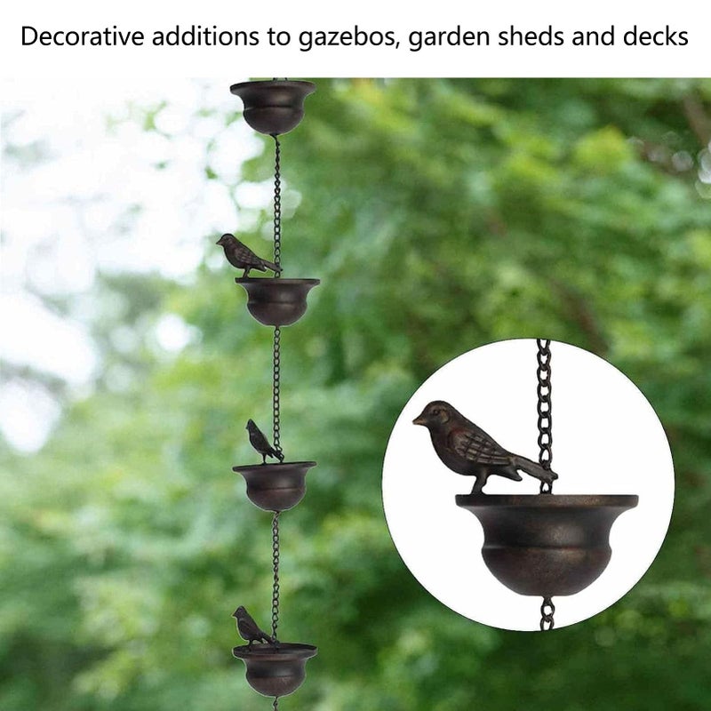 Antique Copper Rain Chain For Gutter Downspout Decorative Garden Water Catcher - Image 3