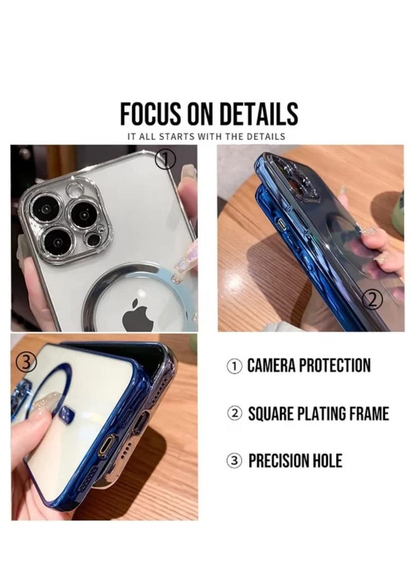 Luxury Plating Clear Magnetic For Magsafe Wireless Charge Case Compatible With IPhone 14 Pro|14 Pro Max Soft Silicone Ultraslim Edges Protective TPU PC Hybrid Case(Gold Pro) - Image 5