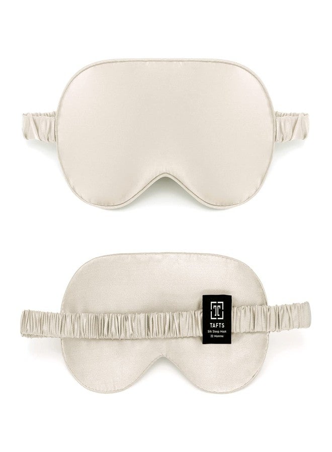 TAFTS Silk Sleep Mask - 22mm 100% Pure Mulberry 6A Silk & Blindfold, Soft Eye Masks, Lightweight, for Travel, Napping, Camping (Ivory White