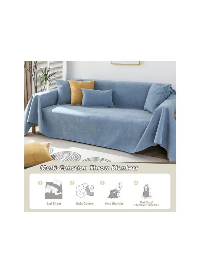 The Bros1Pcs Ocean Blue Waterproof Sofa Covers Anti-Slip Couch Covers for Dog Cat Dual Sofa Water Resistant Pet Protector for 3 Cushion Couch Washable Leakproof Loveseat Cushion Cover Durable-71 x118IN - Image 2