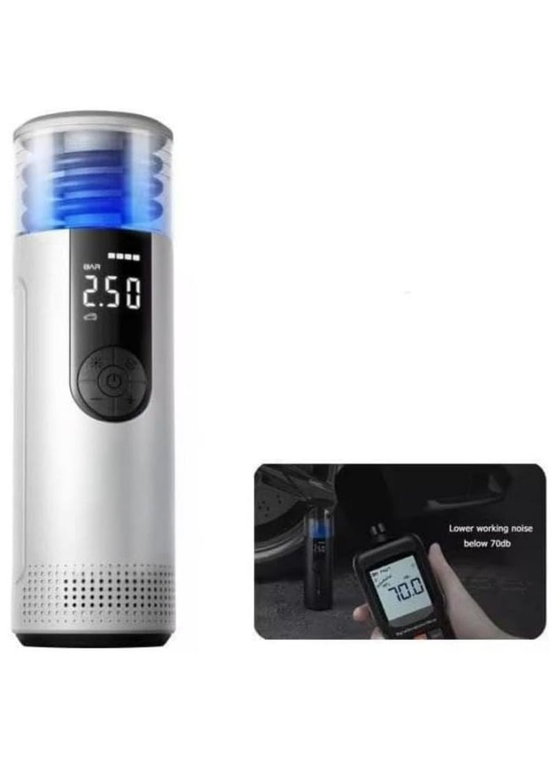 تراديو ضاغط هواء محمول رقمي – مضخة هواء بدون سلك لتضخيم الإطارات مزودة بشاشة LED وإيقاف تلقائي و ضوء LED – مضخة هواء مدمجة للسيارة والدراجة والدراجة النارية وكرة الرياضة - Image 2