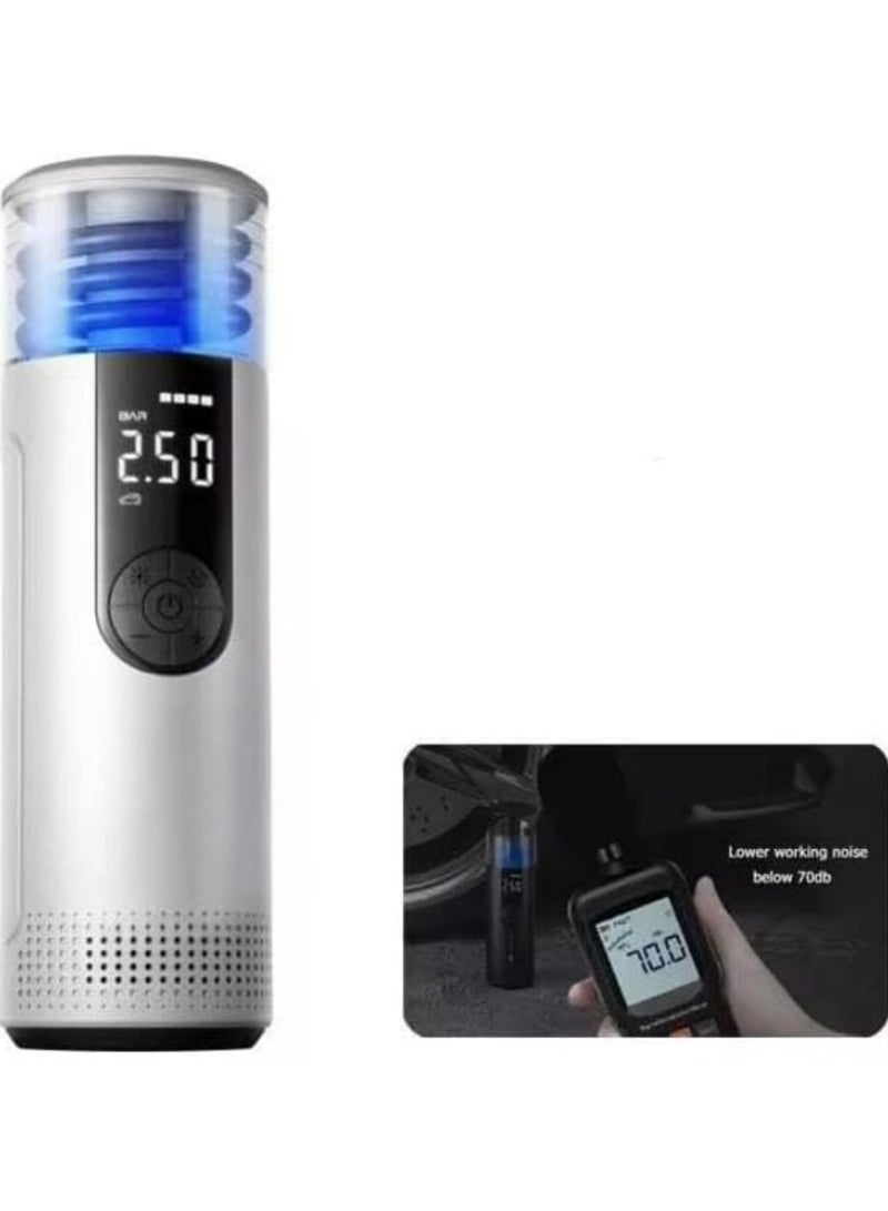 تراديو ضاغط هواء محمول رقمي – مضخة هواء بدون سلك لتضخيم الإطارات مزودة بشاشة LED وإيقاف تلقائي و ضوء LED – مضخة هواء مدمجة للسيارة والدراجة والدراجة النارية وكرة الرياضة - Image 5