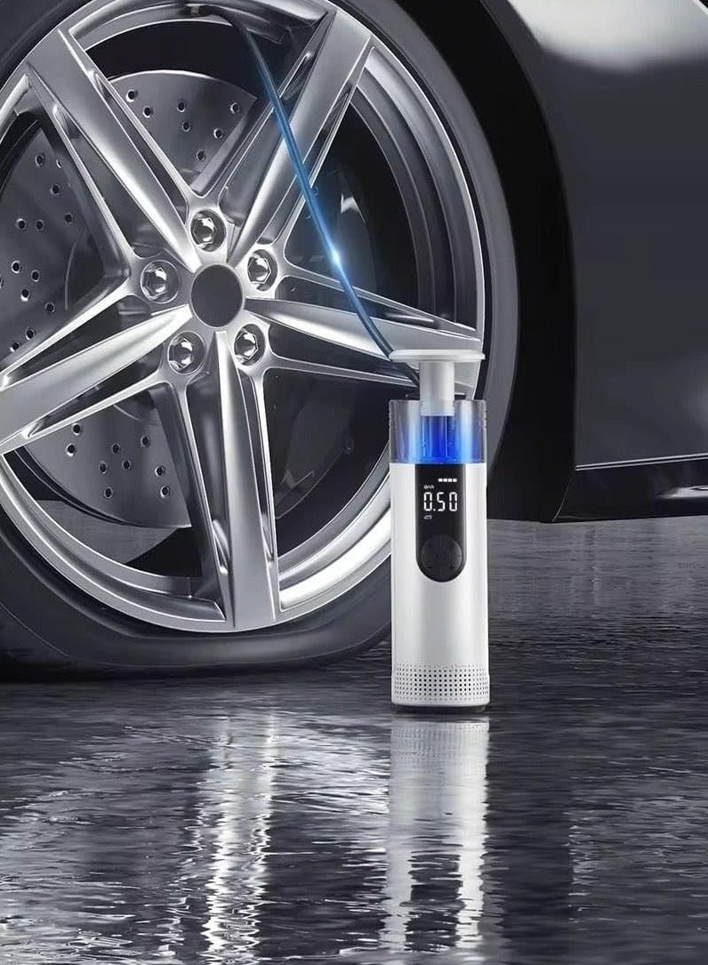 تراديو ضاغط هواء محمول رقمي – مضخة هواء بدون سلك لتضخيم الإطارات مزودة بشاشة LED وإيقاف تلقائي و ضوء LED – مضخة هواء مدمجة للسيارة والدراجة والدراجة النارية وكرة الرياضة - Image 4