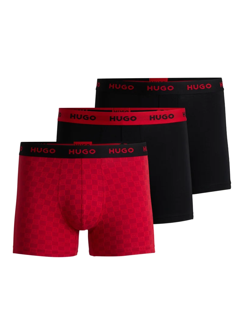 HUGO Three-pack of stretch-cotton boxer briefs with logos