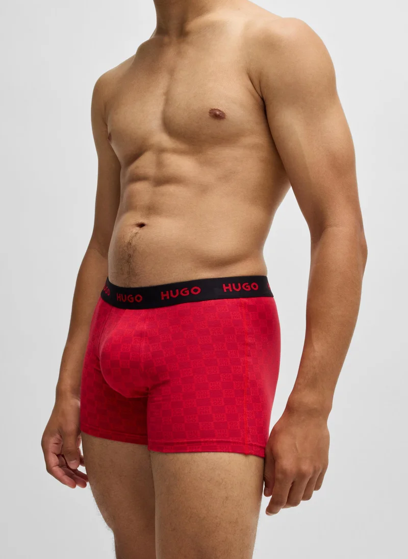 HUGO Three-pack of stretch-cotton boxer briefs with logos