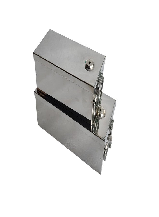 Ginoset® Stainless Steel safe Locker Boxes Jewellery Boxes Cash Peti Set (Multi_Pack of 2) Size - 8 Inch, 10 Inch (With Pre fited Lock & 2 Key) - Image 1