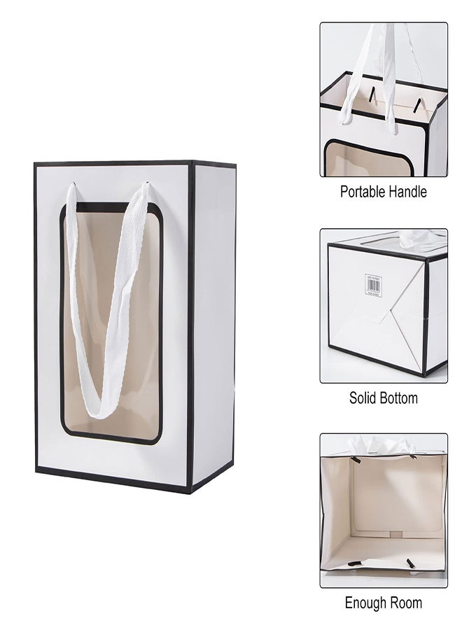 Excefore Clear Gift Bag With Window 10 Pcs Transparent Bouquet Gift Bags With Handle for Bridal Showers Festivals Parties 25*18*35cm Flower Bouquet Bags Kraft Paper Exquisite Goods Bags for Gifts - Image 1