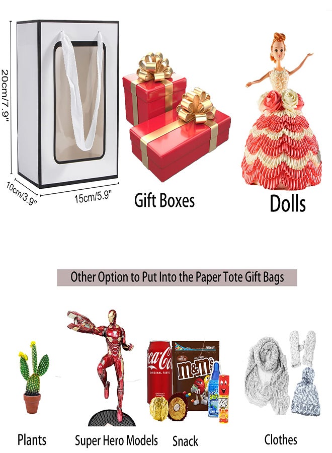 Excefore Clear Gift Bag With Window 10 Pcs Transparent Bouquet Gift Bags With Handle for Bridal Showers Festivals Parties 25*18*35cm Flower Bouquet Bags Kraft Paper Exquisite Goods Bags for Gifts - Image 3