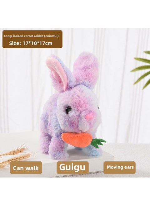 Cross Border Easter My Realistic Bunny Toy Plush Electric White Rabbit-Colour:【carrot】rainbow Rabbit (mixed Color)