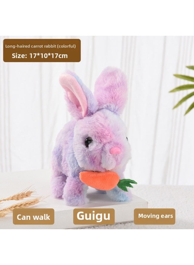 Cross Border Easter My Realistic Bunny Toy Plush Electric White Rabbit-Colour:【carrot】rainbow Rabbit (mixed Color)  - Image 1