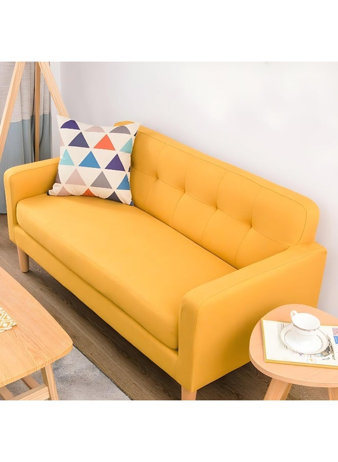 Comfynest Comfynest Small Linen Sofa In Solid Color, Scandinavian Style With Memory Foam Seat And Slipcover 122 X 66 X 72 Cm Yellow  - Image 1