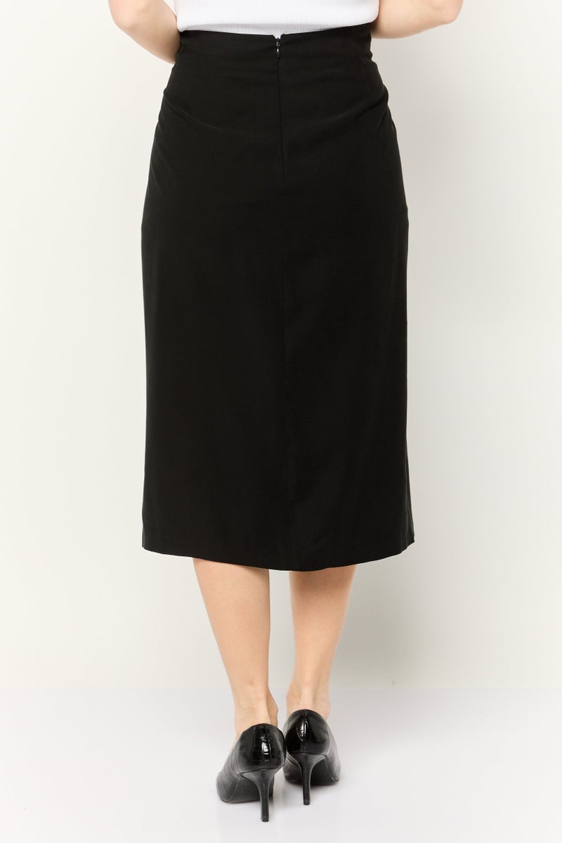 DKNY تنورة ميدي نسائية سادة، سوداء - Image 4