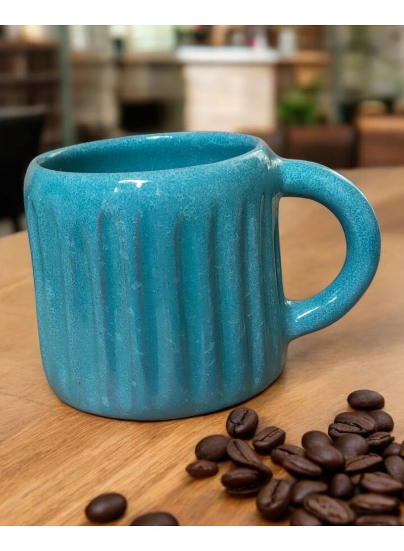 color zone pottery 300ml ceramic and earthenware mug, each piece is unique, microwave safe  - Image 3