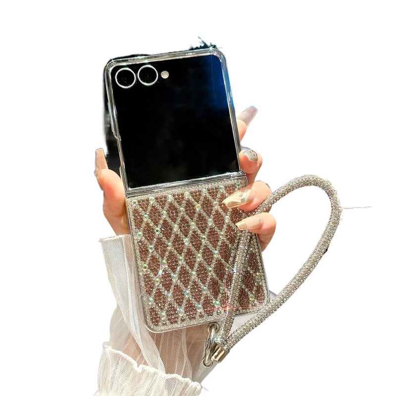 غطاء واقي | كريستال ماسي مطلي بالكهرباء | PC حماية من السقوط | مقاوم للصدمات لـ Samsung Galaxy Z Flip 6 - Image 1