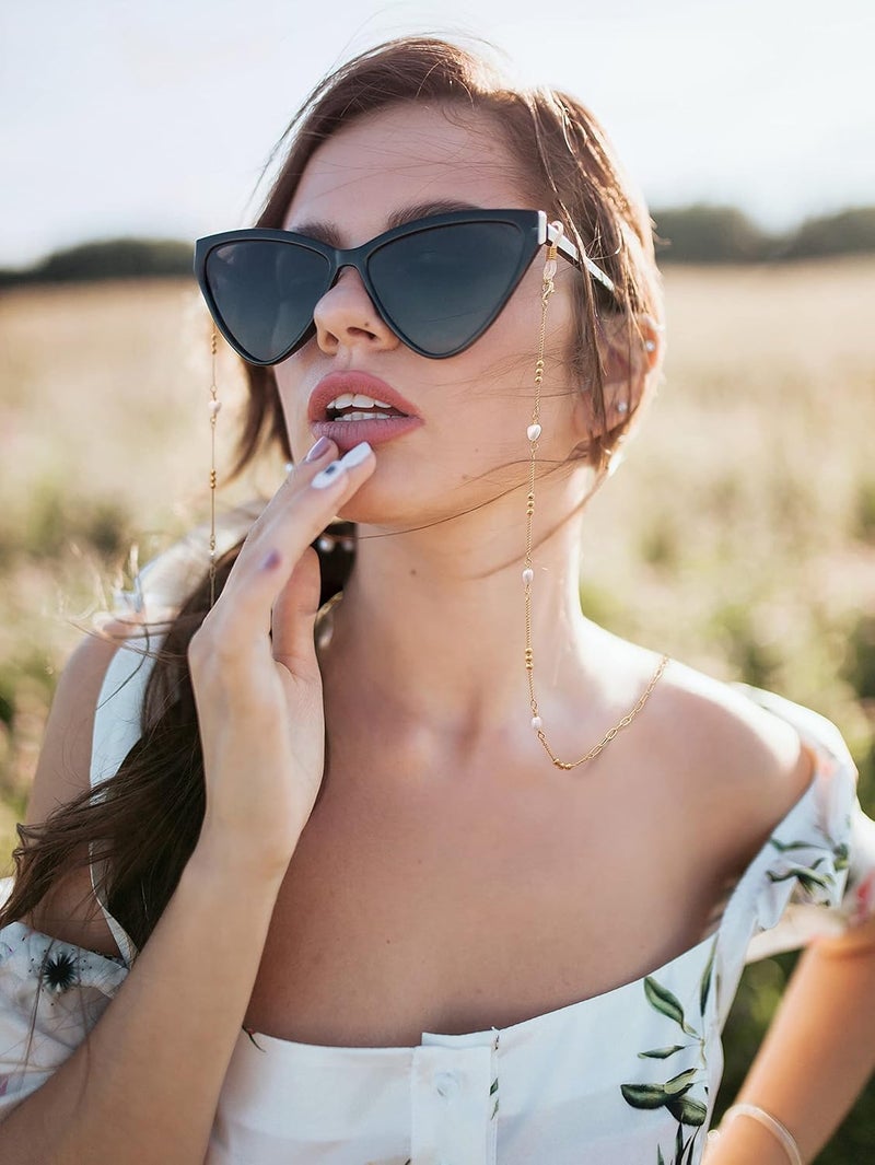 PEARLADA 18K Gold Eyeglass Chain Sunglasses Strap Holder Reading Glasses Retainer Gold Beaded Chain String Cord Lanyard - Image 5