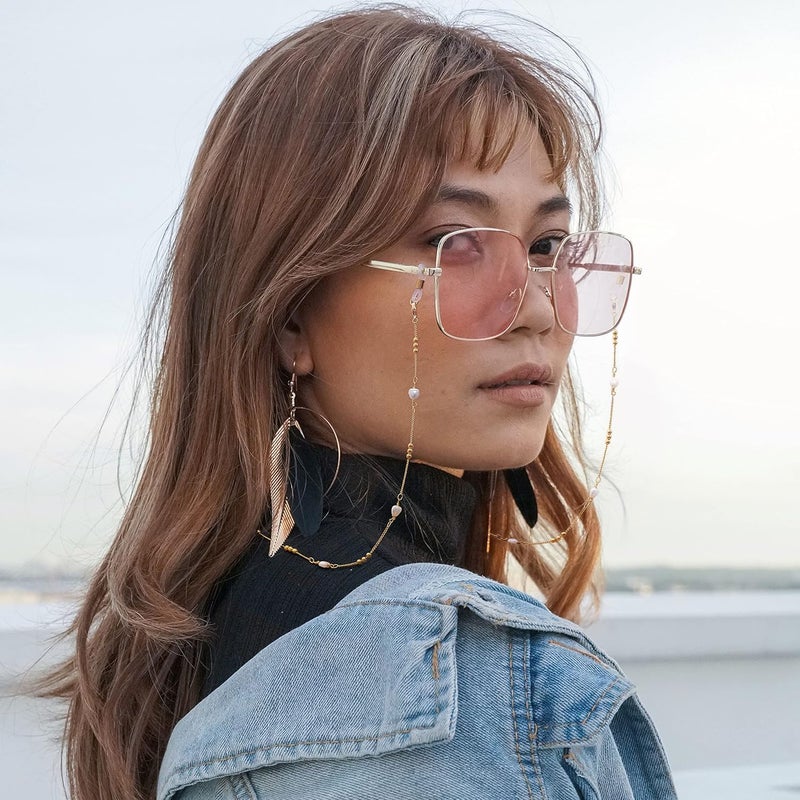 PEARLADA 18K Gold Eyeglass Chain Sunglasses Strap Holder Reading Glasses Retainer Gold Beaded Chain String Cord Lanyard - Image 3