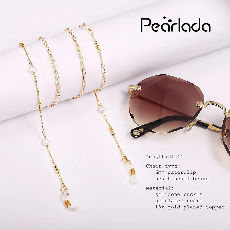 PEARLADA 18K Gold Eyeglass Chain Sunglasses Strap Holder Reading Glasses Retainer Gold Beaded Chain String Cord Lanyard - Image 4