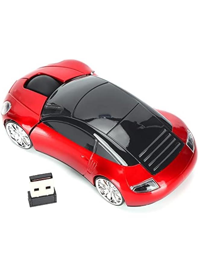 ماوس لاسلكي بصري مريح على شكل سيارة بتردد 2.4GHz مع مستقبل USB للكمبيوتر المكتبي واللاب توب (احمر) - Image 5