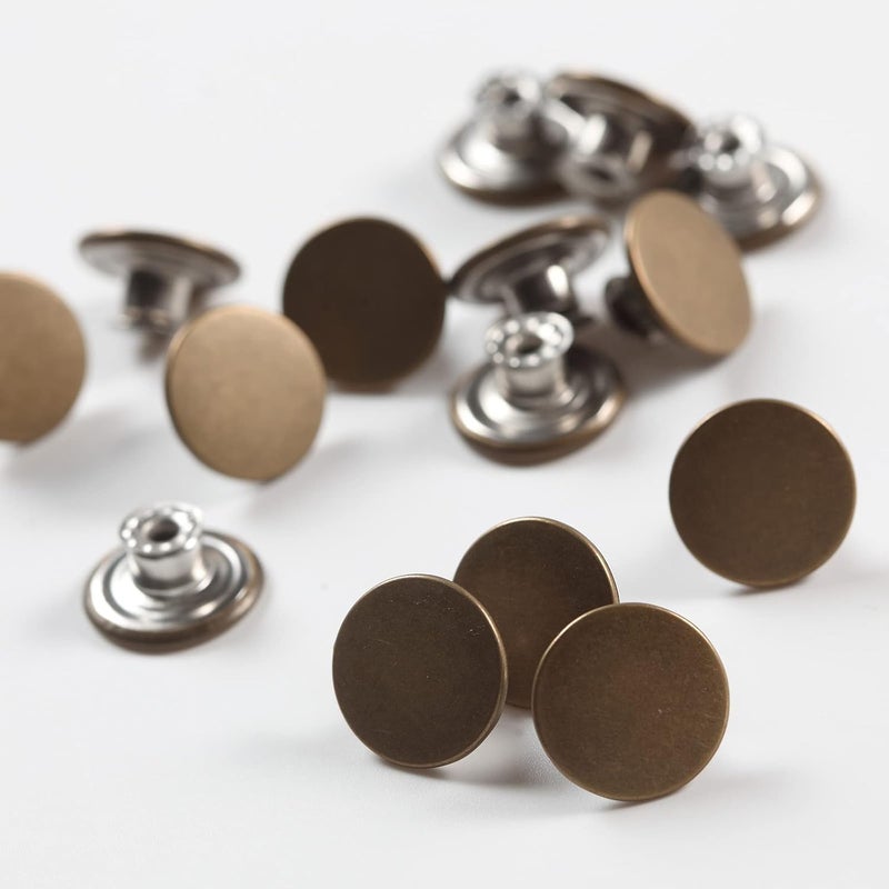 MASONEE 20 Sets 17mm Replacement Jeans Buttons, Metal, Snap Fasteners, No Sew, Ronze, Jet Black - Image 4