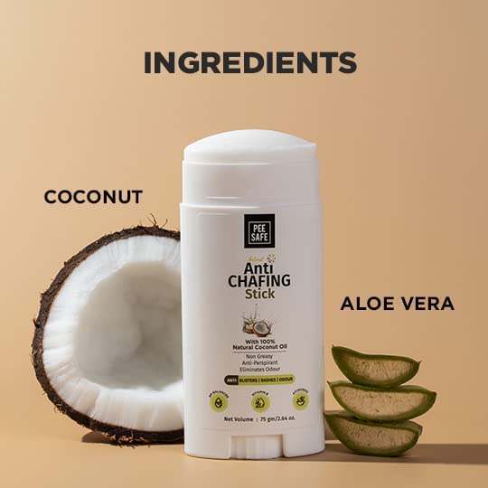 PEESAFE Pee Safe Anti Chafing Stick For Men Women 75gm For Underarm Inner Thighs and Other Effected Area by Blisters Rashes Odour Anti Rash Cream 100 Natural Coconut Oil Paraben Silicone Free Maintain SkinS Ph Goodness Of Aloe Vera Vitamin E  - Image 4