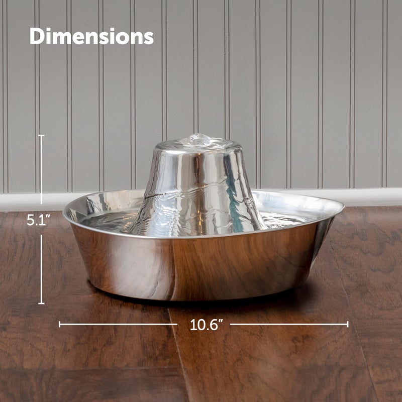 PetSafe Seaside Stainless Pet Fountain - Encourages Hydration - Dual Filtration Removes Odors - Compact Design - Rust Resistant Material - Quiet Motor - - Image 2