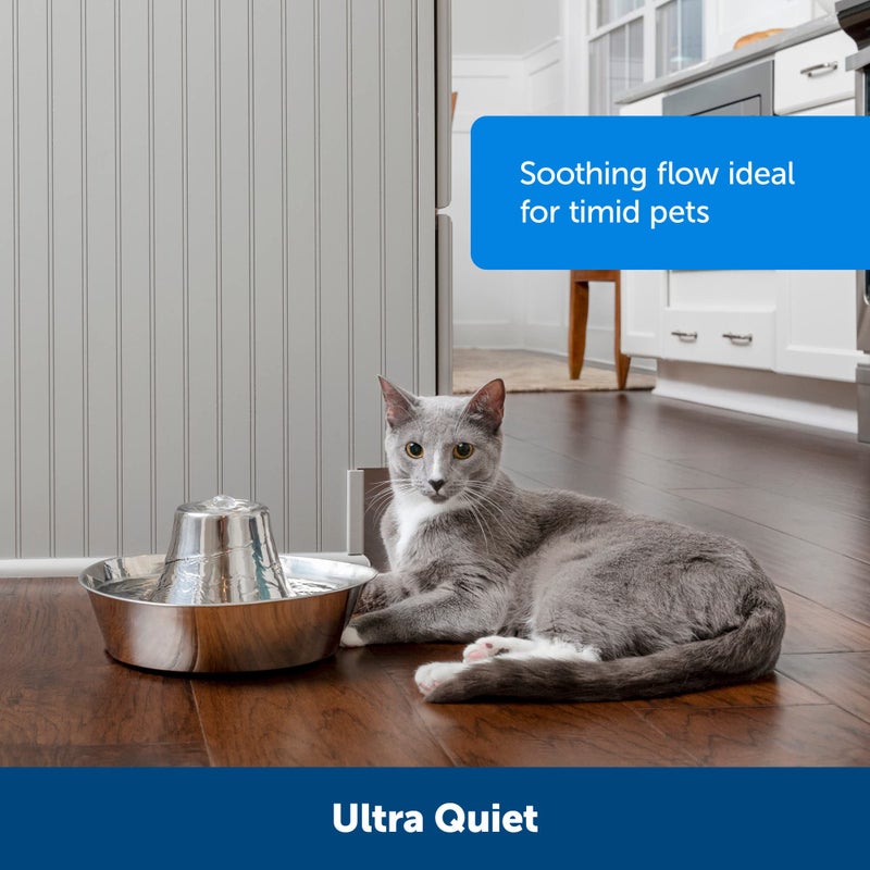 PetSafe Seaside Stainless Pet Fountain - Encourages Hydration - Dual Filtration Removes Odors - Compact Design - Rust Resistant Material - Quiet Motor - - Image 4
