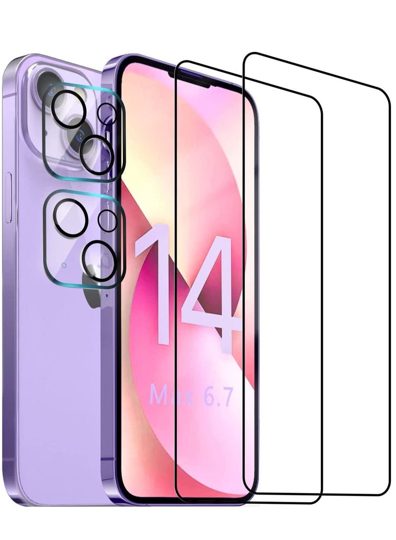 [2+2] Camera Lens Protector Compatible with iPhone 14 Plus 6.7 inch [2022 RELEASE ] with 2 Pack Tempered Glass Camera Lens Protector+2 Pack Tempered Glass 9H Hardness Ultra HD Easy to Install  - Image 1