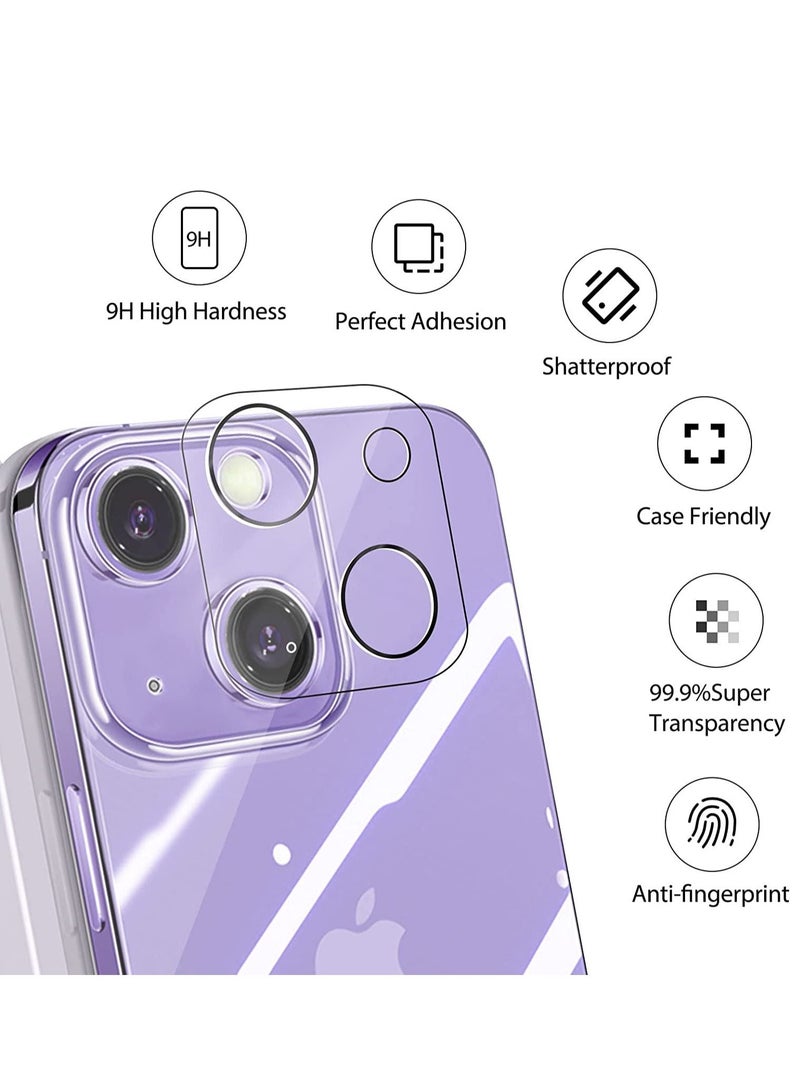 [2+2] Camera Lens Protector Compatible with iPhone 14 Plus 6.7 inch [2022 RELEASE ] with 2 Pack Tempered Glass Camera Lens Protector+2 Pack Tempered Glass 9H Hardness Ultra HD Easy to Install  - Image 3
