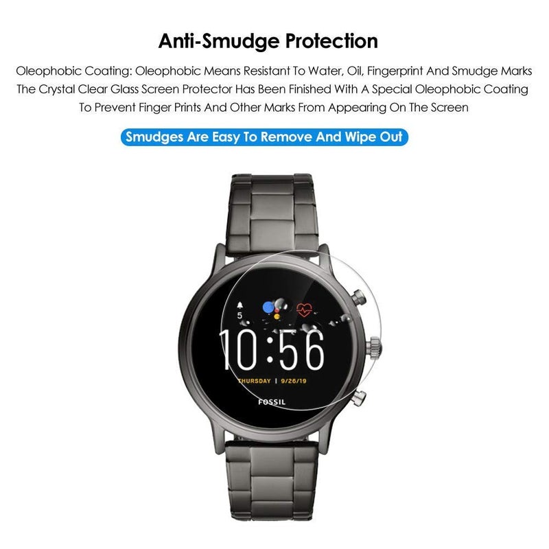 OpenTech ® Military-Grade Tempered Glass Screen Protector Compatible for Fossil Gen 5 Carlyle/Julianna Gen 5 (Pack of 2) with Easy Installation kit - Image 4