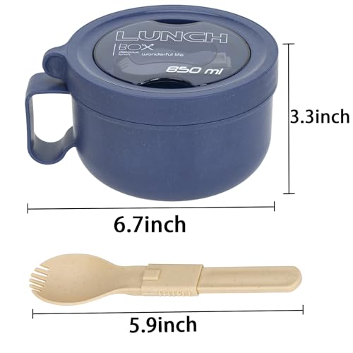 Ronanemon Unbreakable Microwave Soup Mugs with Lids and Handles,Microwave Ramen Bowl with Lid for Soup and Instant Noodles,Oatmeal, Gumbo, Salad,BPA Free (Sapphire Blue) - Image 3