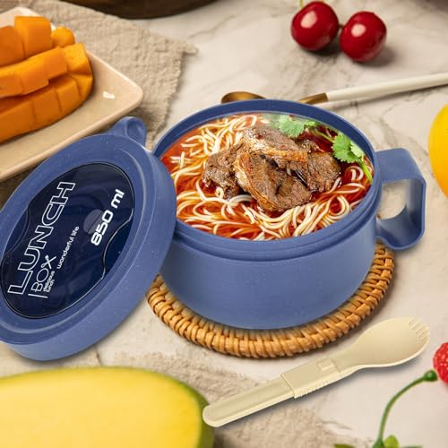 Ronanemon Unbreakable Microwave Soup Mugs with Lids and Handles,Microwave Ramen Bowl with Lid for Soup and Instant Noodles,Oatmeal, Gumbo, Salad,BPA Free (Sapphire Blue) - Image 2