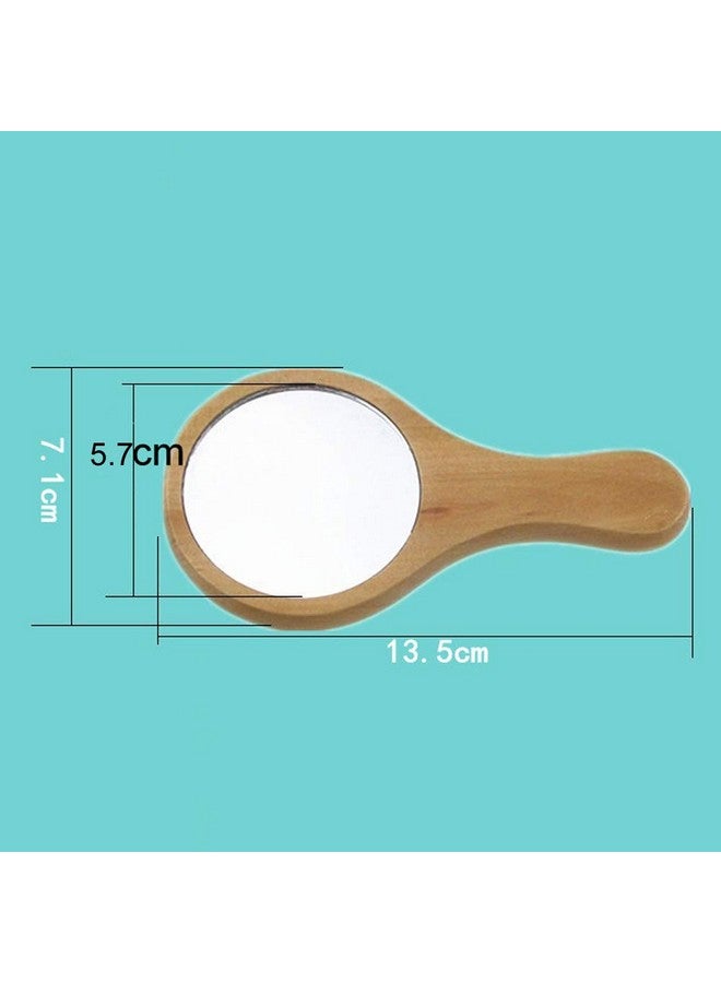 lasenersm 1 Piece Small Portable Wood Makeup Mirror Handmade Portable Handle Round Cosmetic Mirror With Single Handle Personal Vanity Cosmetic Wooden Handheld Mirror 7.1X 13.5Cm - Image 3