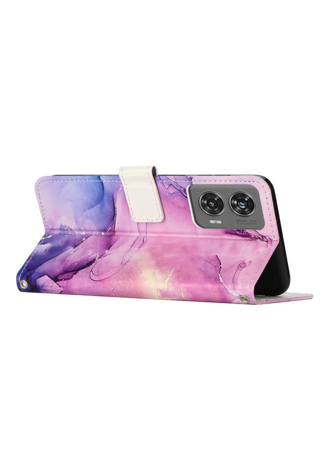 S-TOP Case For Motorola Edge 2024 5G Painted Marble Pattern Leather Phone Case - Image 3