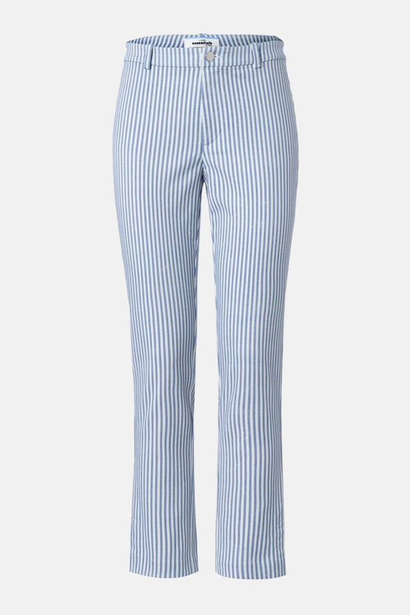 Tchibo Women Stretch Stripe Belt Loop Pants, White  - Image 3
