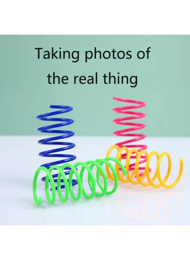 Cat Coil Springs, 4 Pieces Cat Creative Toys for Killing Time and Keeping Healthy Interactive Cat Toys, Sturdy Heavy Duty Plastic Springs Colorful Spring Cat Toys for Slapping, Biting, Hunting Kitten Toys - Image 4
