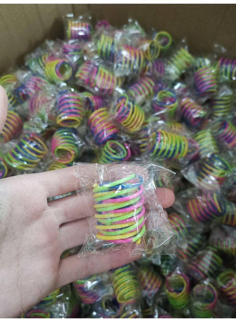 Cat Coil Springs, 4 Pieces Cat Creative Toys for Killing Time and Keeping Healthy Interactive Cat Toys, Sturdy Heavy Duty Plastic Springs Colorful Spring Cat Toys for Slapping, Biting, Hunting Kitten Toys - Image 2