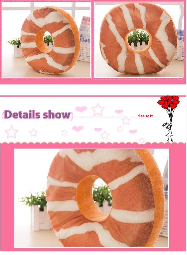 Round Doughnut Back Stuffed Cushion Throw Pillow Plush Play Toy Doll For Office Chair Car Seat Diameter: 40cm/15.7 inch