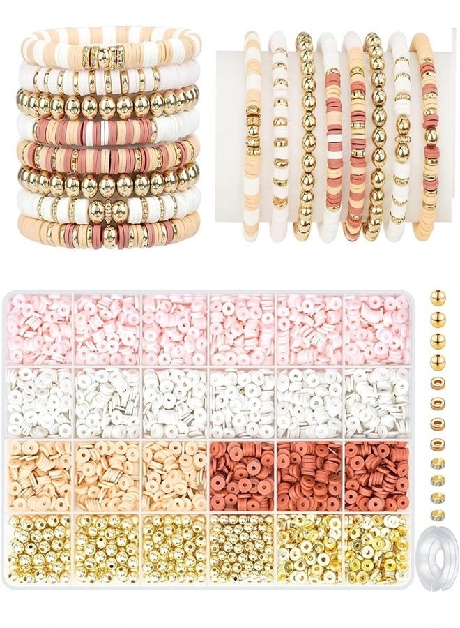✨مجموعة صنع أساور 3000 خرزة طينية✨ خرز بوليمر ذهبي لصنع المجوهرات يدويًا – حبات مسطحة ملونة مستديرة مع تعليقات لصنع الأساور والقلائد والأقراط وسلاسل الهاتف - Image 1