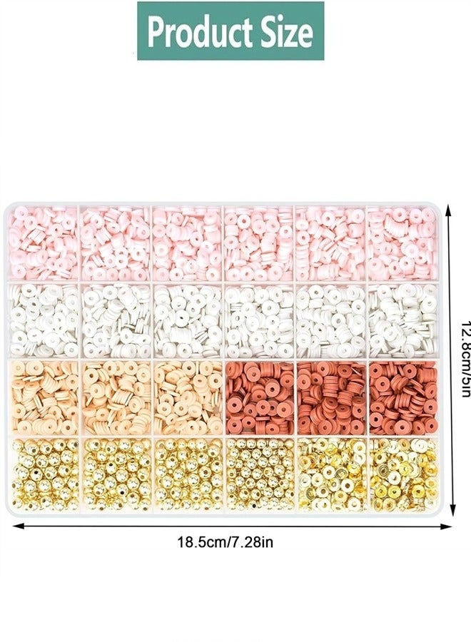 ✨مجموعة صنع أساور 3000 خرزة طينية✨ خرز بوليمر ذهبي لصنع المجوهرات يدويًا – حبات مسطحة ملونة مستديرة مع تعليقات لصنع الأساور والقلائد والأقراط وسلاسل الهاتف - Image 5