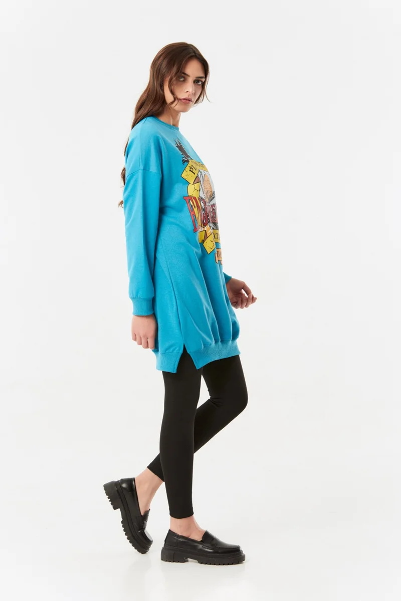 فولامودا Printed Crew Neck Long Sweatshirt