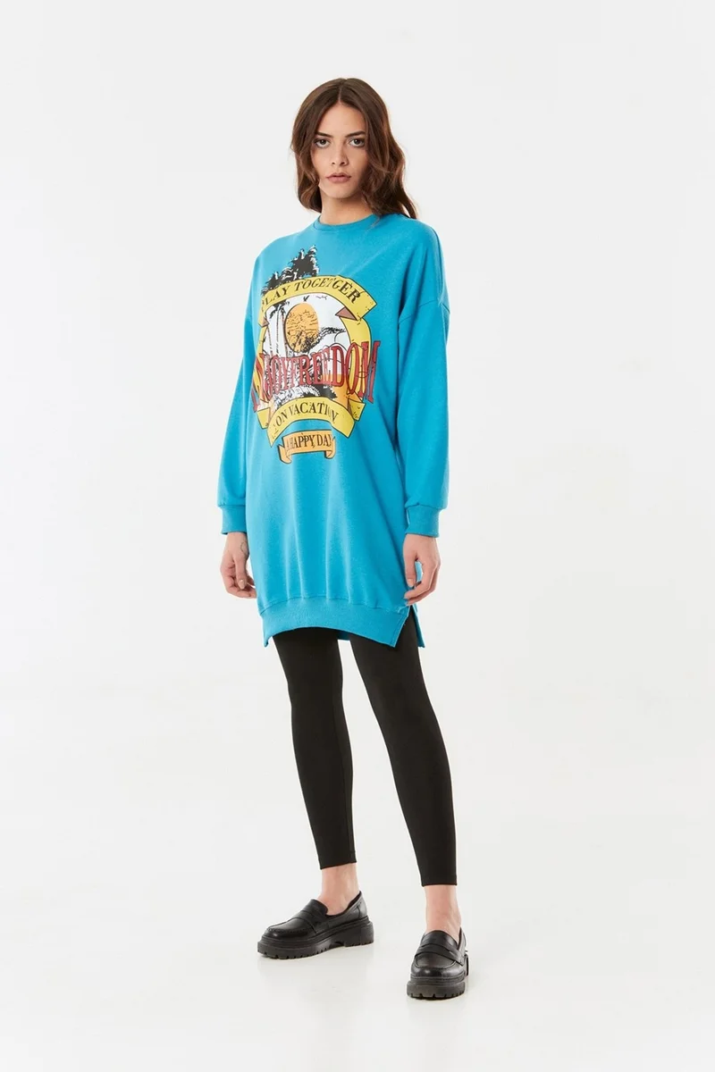 فولامودا Printed Crew Neck Long Sweatshirt
