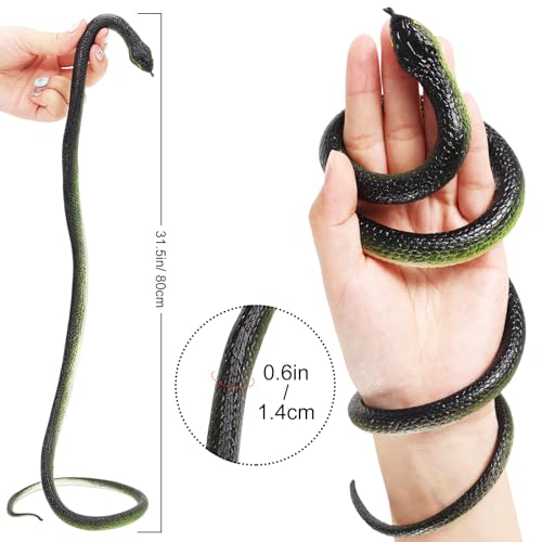 HFATMOS 4 Pcs Realistic Snakes Rubber Plastic Snakes Prank Snake for Party Decor Tricking People Garden Props Decorations 315in - Image 5